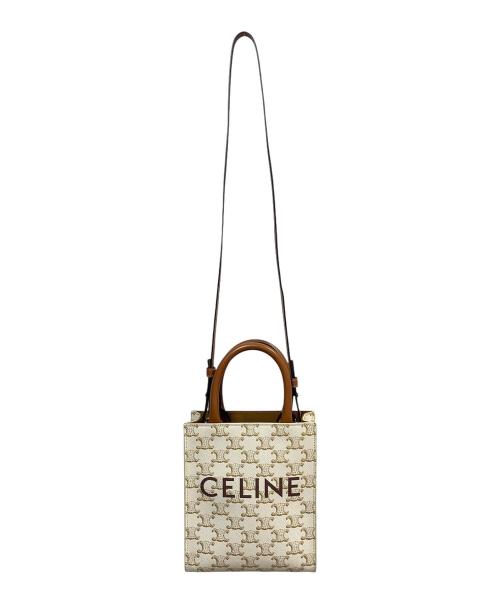 CELINE（セリーヌ）CELINE (セリーヌ) バーティカルカバ ミニ ブラウン×ホワイト サイズ:ミニの古着・服飾アイテム