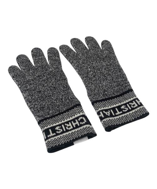 Christian Dior（クリスチャン ディオール）Christian Dior (クリスチャン ディオール)  ウール×カシミヤ ロゴ 手袋 グレーの古着・服飾アイテム
