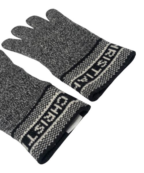 Christian Dior（クリスチャン ディオール）Christian Dior (クリスチャン ディオール)  ウール×カシミヤ ロゴ 手袋 グレーの古着・服飾アイテム