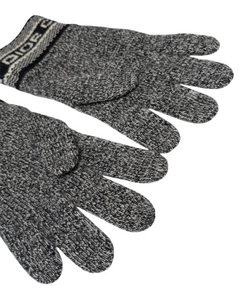 Christian Dior（クリスチャン ディオール）Christian Dior (クリスチャン ディオール)  ウール×カシミヤ ロゴ 手袋 グレーの古着・服飾アイテム