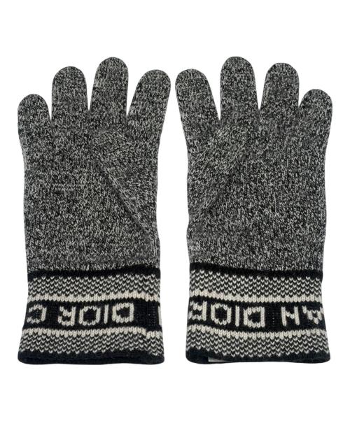 Christian Dior（クリスチャン ディオール）Christian Dior (クリスチャン ディオール)  ウール×カシミヤ ロゴ 手袋 グレーの古着・服飾アイテム