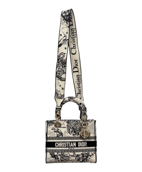 Christian Dior（クリスチャン ディオール）Christian Dior (クリスチャン ディオール) Lady Dior D-Lite Medium  ホワイト×ブラック サイズ:ミディアムの古着・服飾アイテム