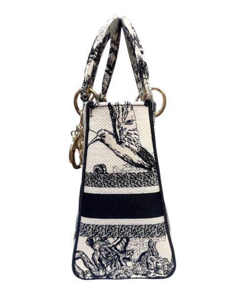 Christian Dior（クリスチャン ディオール）Christian Dior (クリスチャン ディオール) Lady Dior D-Lite Medium  ホワイト×ブラック サイズ:ミディアムの古着・服飾アイテム