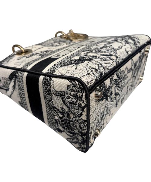 Christian Dior（クリスチャン ディオール）Christian Dior (クリスチャン ディオール) Lady Dior D-Lite Medium  ホワイト×ブラック サイズ:ミディアムの古着・服飾アイテム