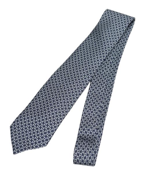 HERMES（エルメス）HERMES (エルメス) 総柄ネクタイ ブルー サイズ:-の古着・服飾アイテム