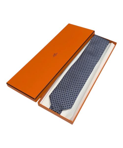 HERMES（エルメス）HERMES (エルメス) 総柄ネクタイ ブルー サイズ:-の古着・服飾アイテム