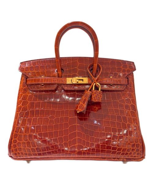 HERMES（エルメス）HERMES (エルメス) Birkin25 Niloticus Crocodile バーキン25 ニロティカス リセ/X刻印/ブラウン系/ゴールド金具 ブラウン×G金具 サイズ:25の古着・服飾アイテム