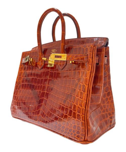 HERMES（エルメス）HERMES (エルメス) Birkin25 Niloticus Crocodile バーキン25 ニロティカス リセ/X刻印/ブラウン系/ゴールド金具 ブラウン×G金具 サイズ:25の古着・服飾アイテム