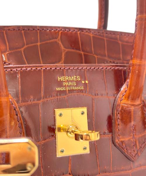 HERMES（エルメス）HERMES (エルメス) Birkin25 Niloticus Crocodile バーキン25 ニロティカス リセ/X刻印/ブラウン系/ゴールド金具 ブラウン×G金具 サイズ:25の古着・服飾アイテム