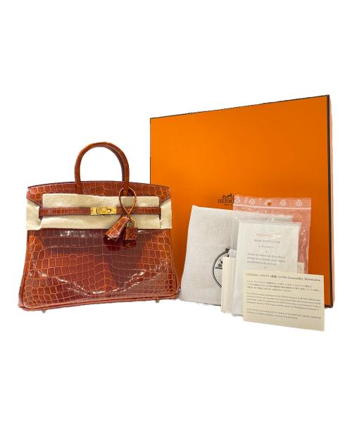 HERMES（エルメス）HERMES (エルメス) Birkin25 Niloticus Crocodile バーキン25 ニロティカス リセ/X刻印/ブラウン系/ゴールド金具 ブラウン×G金具 サイズ:25の古着・服飾アイテム