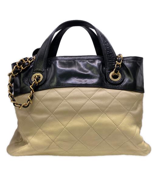 CHANEL（シャネル）CHANEL (シャネル) 2WAYバッグ ブラック×ベージュの古着・服飾アイテム