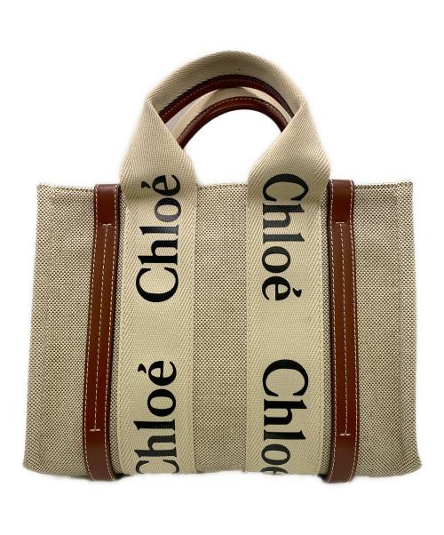 Chloe（クロエ）Chloe (クロエ) ウッディ スモールトート ベージュ×ホワイト×ブラウンの古着・服飾アイテム