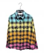 CELINEセリーヌ）の古着「グラデーションレインボーチェックシャツ」｜マルチカラー