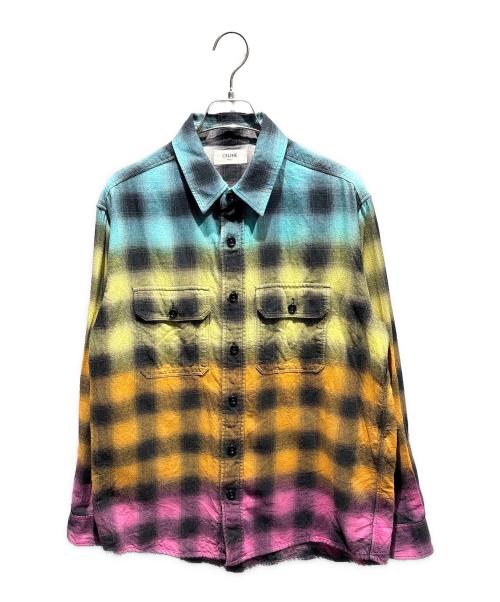 CELINE（セリーヌ）CELINE (セリーヌ) グラデーションレインボーチェックシャツ マルチカラー サイズ:36の古着・服飾アイテム