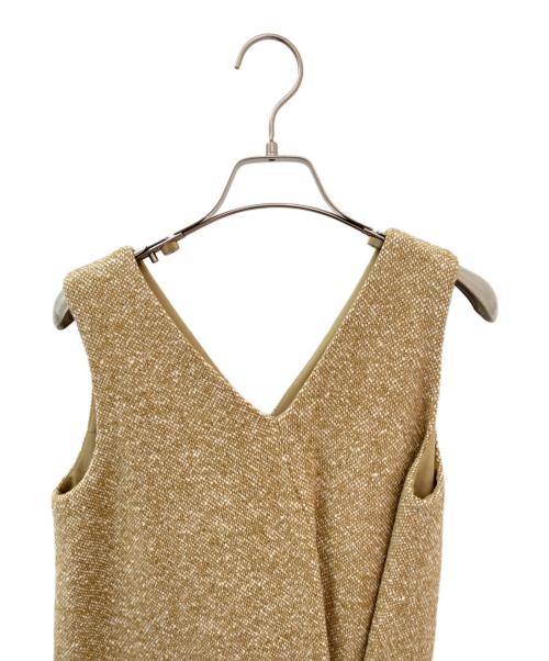 AURALEE（オーラリー）AURALEE (オーラリー) HOMESPUN TWEED DRAPE DRESS ベージュの古着・服飾アイテム