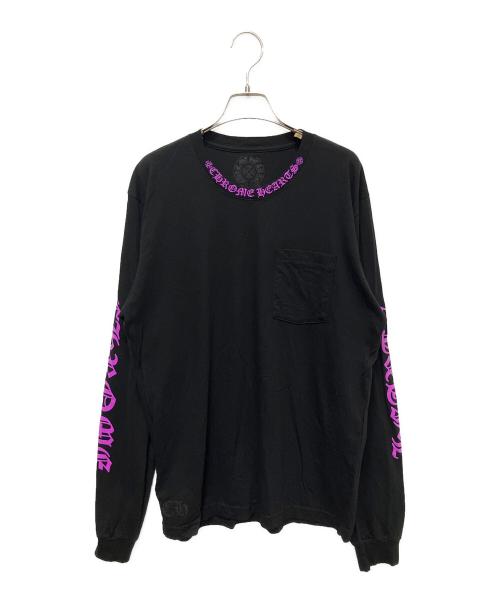 CHROME HEARTS（クロムハーツ）CHROME HEARTS (クロムハーツ) オールドイングリッシュ ネックロゴロングスリーブポケットTシャツ ブラック サイズ:Lの古着・服飾アイテム