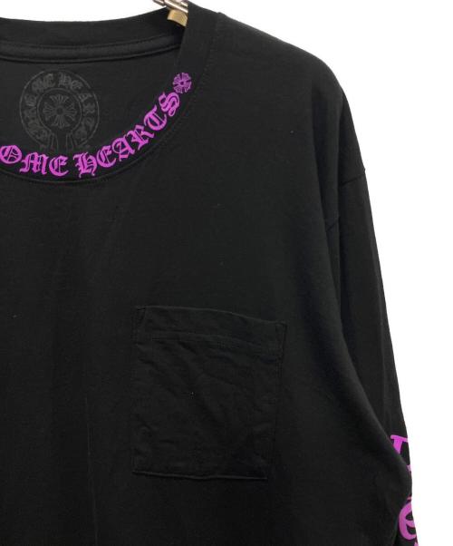 CHROME HEARTS（クロムハーツ）CHROME HEARTS (クロムハーツ) オールドイングリッシュ ネックロゴロングスリーブポケットTシャツ ブラック サイズ:Lの古着・服飾アイテム
