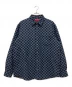 GUCCIグッチ）の古着「25AW GG Brushed Flannel Shirt(GGブラッシュフランネルシャツ)」｜ネイビー