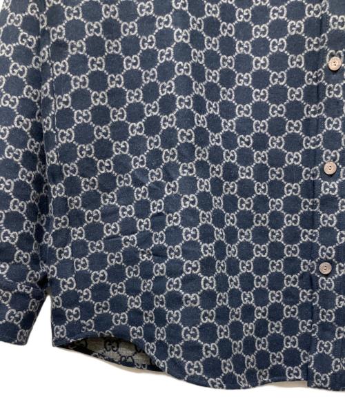 GUCCI（グッチ）GUCCI (グッチ) 25AW GG Brushed Flannel Shirt(GGブラッシュフランネルシャツ) ネイビー サイズ:54の古着・服飾アイテム