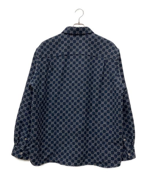 GUCCI（グッチ）GUCCI (グッチ) 25AW GG Brushed Flannel Shirt(GGブラッシュフランネルシャツ) ネイビー サイズ:54の古着・服飾アイテム