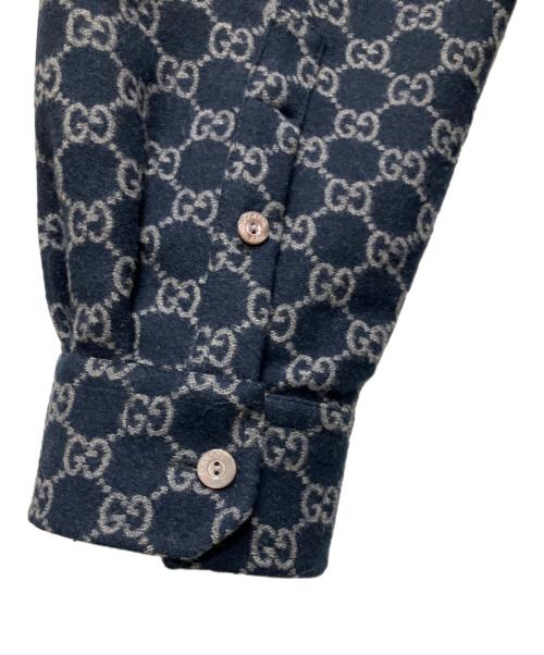 GUCCI（グッチ）GUCCI (グッチ) 25AW GG Brushed Flannel Shirt(GGブラッシュフランネルシャツ) ネイビー サイズ:54の古着・服飾アイテム