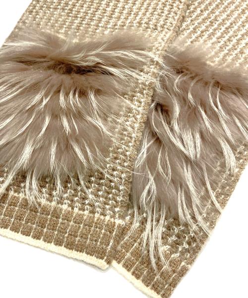 LOUIS VUITTON（ルイ ヴィトン）LOUIS VUITTON (ルイ ヴィトン) マフラーエシャルプ エルナ マフラー ショール ラクーン/ファー /モヘア /M75090 ベージュ サイズ:-の古着・服飾アイテム