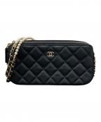 CHANELシャネル）の古着「ウォレットバッグ」｜ブラック×ゴールド金具