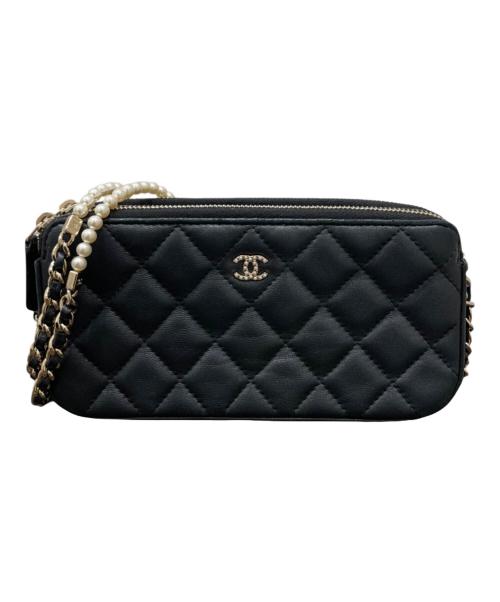 CHANEL（シャネル）CHANEL (シャネル) ウォレットバッグ ブラック×ゴールド金具の古着・服飾アイテム