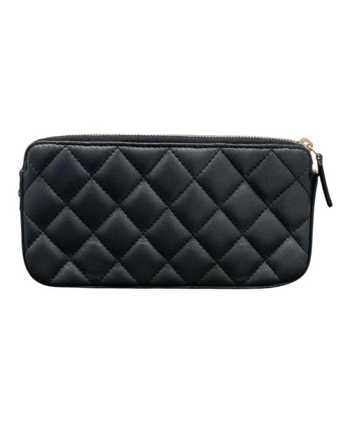 CHANEL（シャネル）CHANEL (シャネル) ウォレットバッグ ブラック×ゴールド金具の古着・服飾アイテム