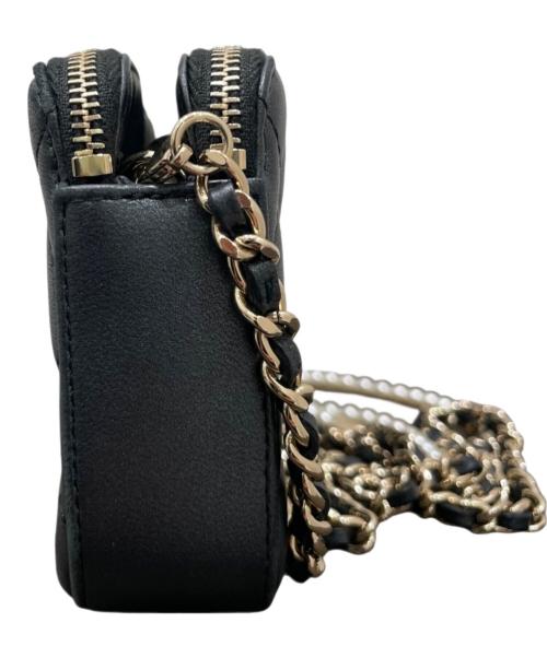 CHANEL（シャネル）CHANEL (シャネル) ウォレットバッグ ブラック×ゴールド金具の古着・服飾アイテム