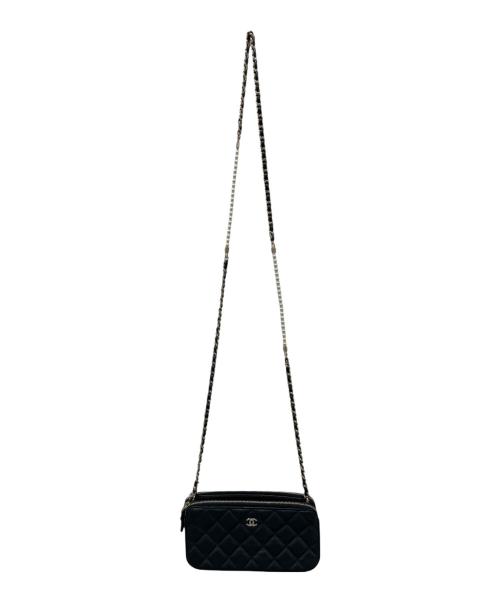 CHANEL（シャネル）CHANEL (シャネル) ウォレットバッグ ブラック×ゴールド金具の古着・服飾アイテム