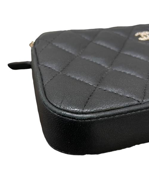 CHANEL（シャネル）CHANEL (シャネル) ウォレットバッグ ブラック×ゴールド金具の古着・服飾アイテム