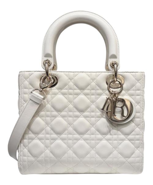 Christian Dior（クリスチャン ディオール）Christian Dior (クリスチャン ディオール) Lady Dior Medium / レディディオール ミディアム ホワイト サイズ:ミディアムの古着・服飾アイテム