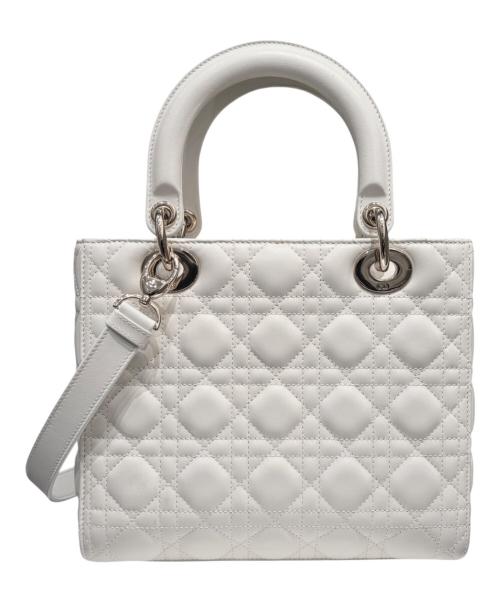 Christian Dior（クリスチャン ディオール）Christian Dior (クリスチャン ディオール) Lady Dior Medium / レディディオール ミディアム ホワイト サイズ:ミディアムの古着・服飾アイテム