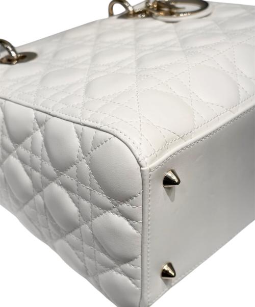 Christian Dior（クリスチャン ディオール）Christian Dior (クリスチャン ディオール) Lady Dior Medium / レディディオール ミディアム ホワイト サイズ:ミディアムの古着・服飾アイテム