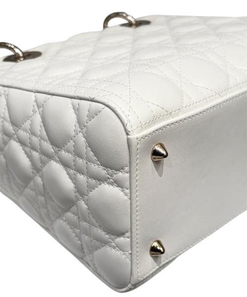 Christian Dior（クリスチャン ディオール）Christian Dior (クリスチャン ディオール) Lady Dior Medium / レディディオール ミディアム ホワイト サイズ:ミディアムの古着・服飾アイテム