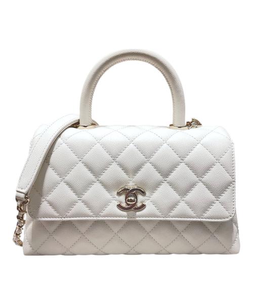 CHANEL（シャネル）CHANEL (シャネル) トップハンドル 23 ホワイト×ゴールド金具 サイズ:23の古着・服飾アイテム