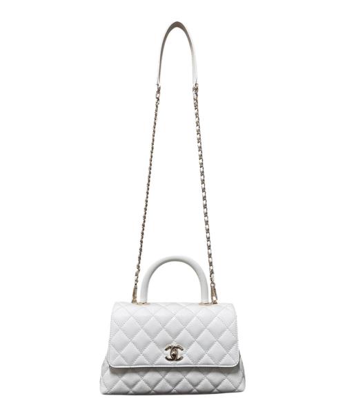 CHANEL（シャネル）CHANEL (シャネル) トップハンドル 23 ホワイト×ゴールド金具 サイズ:23の古着・服飾アイテム