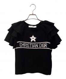 Christian Dior（クリスチャン ディオール）の古着「クロップド カシミヤ フリル ニット」｜ブラック
