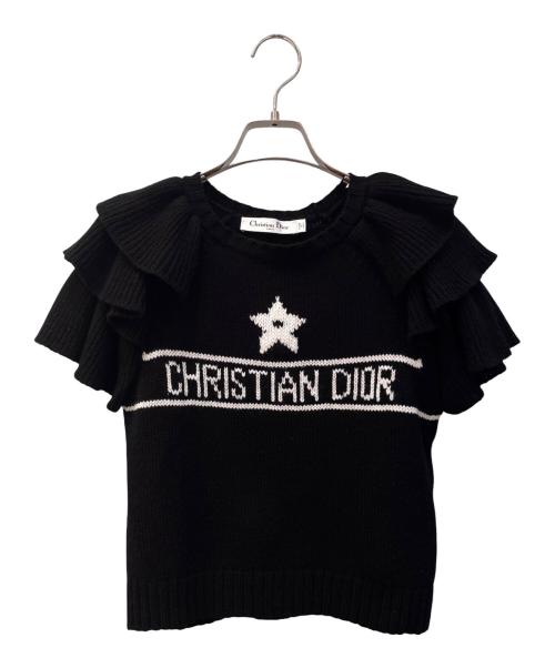 Christian Dior（クリスチャン ディオール）Christian Dior (クリスチャン ディオール) クロップド カシミヤ フリル ニット ブラック サイズ:40の古着・服飾アイテム