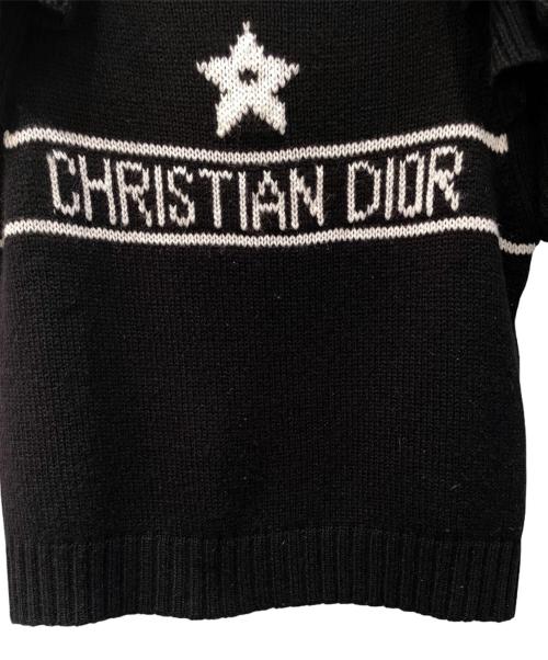 Christian Dior（クリスチャン ディオール）Christian Dior (クリスチャン ディオール) クロップド カシミヤ フリル ニット ブラック サイズ:40の古着・服飾アイテム