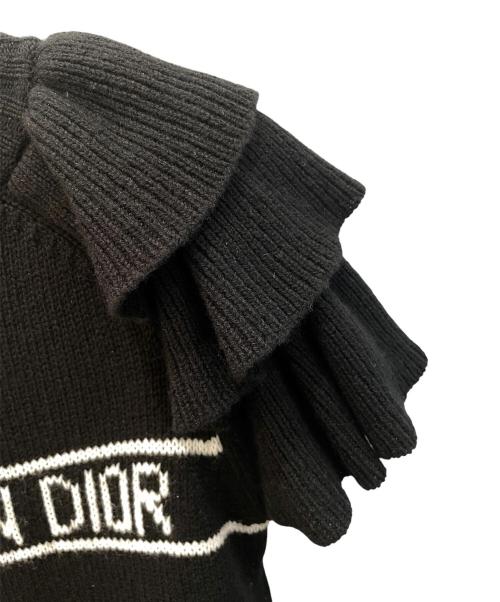 Christian Dior（クリスチャン ディオール）Christian Dior (クリスチャン ディオール) クロップド カシミヤ フリル ニット ブラック サイズ:40の古着・服飾アイテム
