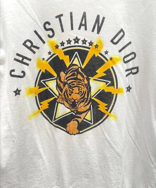 Christian Dior（クリスチャン ディオール）Christian Dior (クリスチャン ディオール) タイガープリント コットンTシャツ ホワイト×イエロー サイズ:Ｓの古着・服飾アイテム