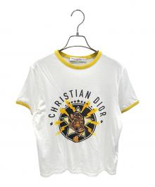 Christian Dior（クリスチャン ディオール）の古着「タイガープリント コットンTシャツ」｜ホワイト×イエロー