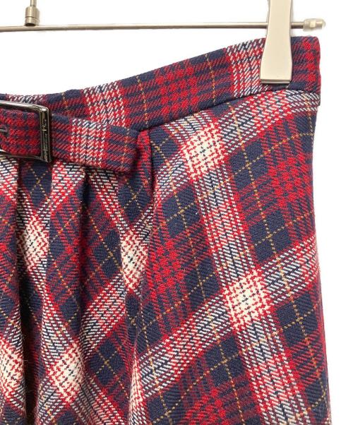 Christian Dior（クリスチャン ディオール）Christian Dior (クリスチャン ディオール) シルク裏地 チェックフレアロングスカート/CHECK'N'DIOR POP 1 レッド×ネイビー サイズ:42の古着・服飾アイテム