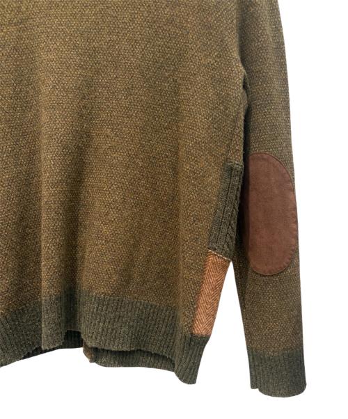 POLO RALPH LAUREN（ポロ・ラルフローレン）POLO RALPH LAUREN (ポロ・ラルフローレン) ショールカラー パッチワーク ニット カーディガン オリーブ サイズ:Sの古着・服飾アイテム
