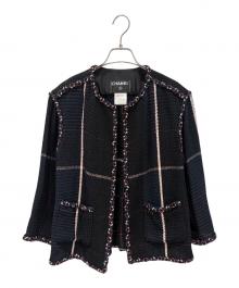CHANEL（シャネル）の古着「ノーカラーツイードジャケット」｜ネイビー