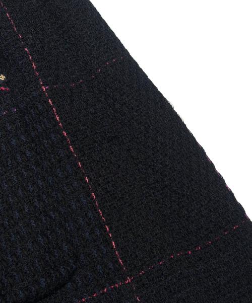 CHANEL（シャネル）CHANEL (シャネル) ノーカラーツイードジャケット ネイビー サイズ:40の古着・服飾アイテム