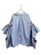 JUNYA WATANABE COMME des GARCONS(ジュンヤワタナベ コムデギャルソン）の古着「両袖パール装飾ストライプデザインシャツ」｜ブルー