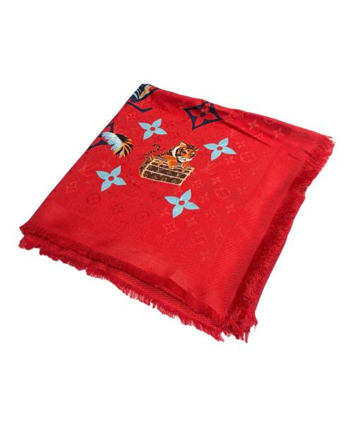 LOUIS VUITTON（ルイ ヴィトン）LOUIS VUITTON (ルイ ヴィトン) モノグラム タイガープリントストール レッド サイズ:-の古着・服飾アイテム